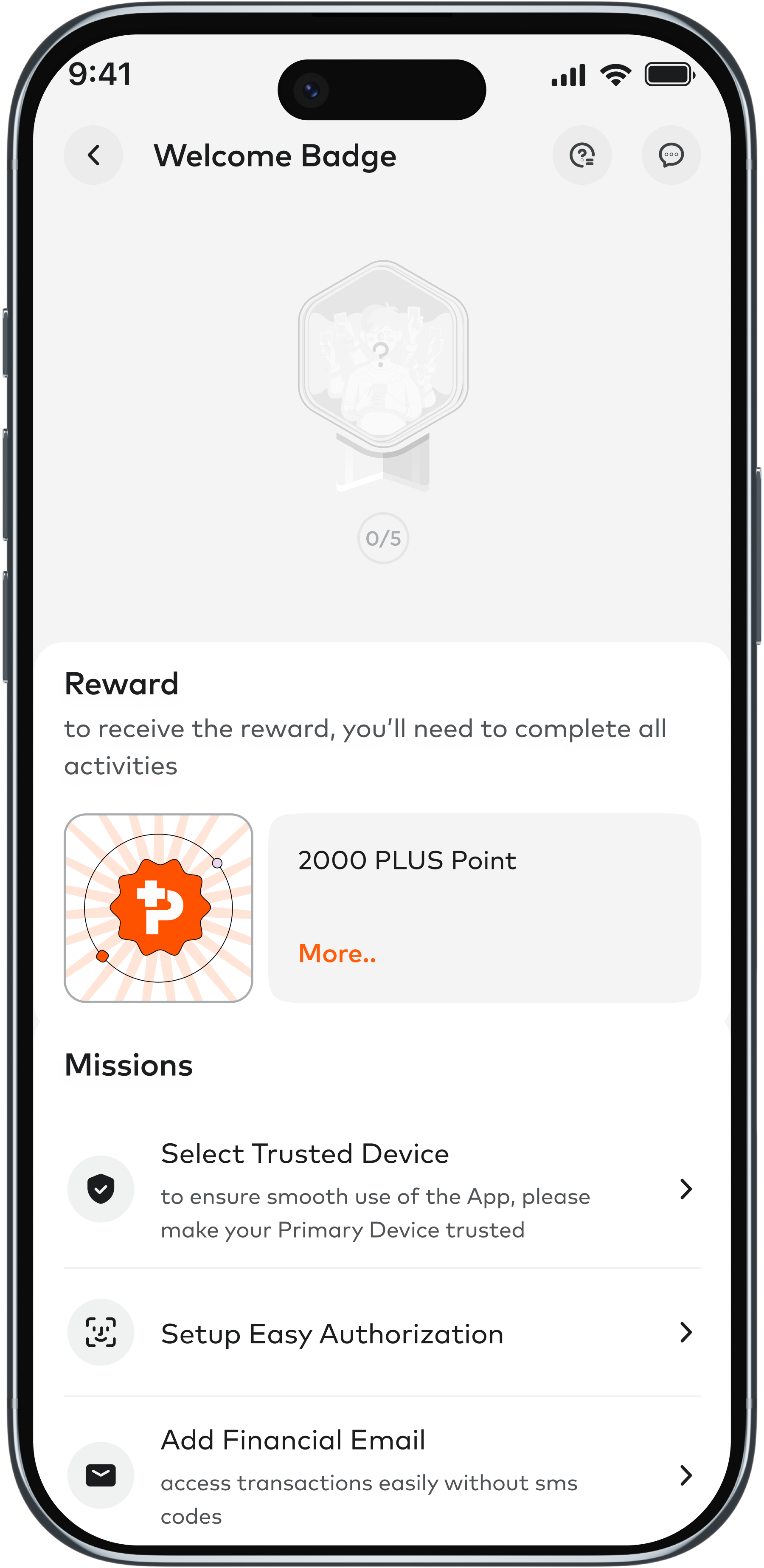 Badge hub entry — missions and reward
